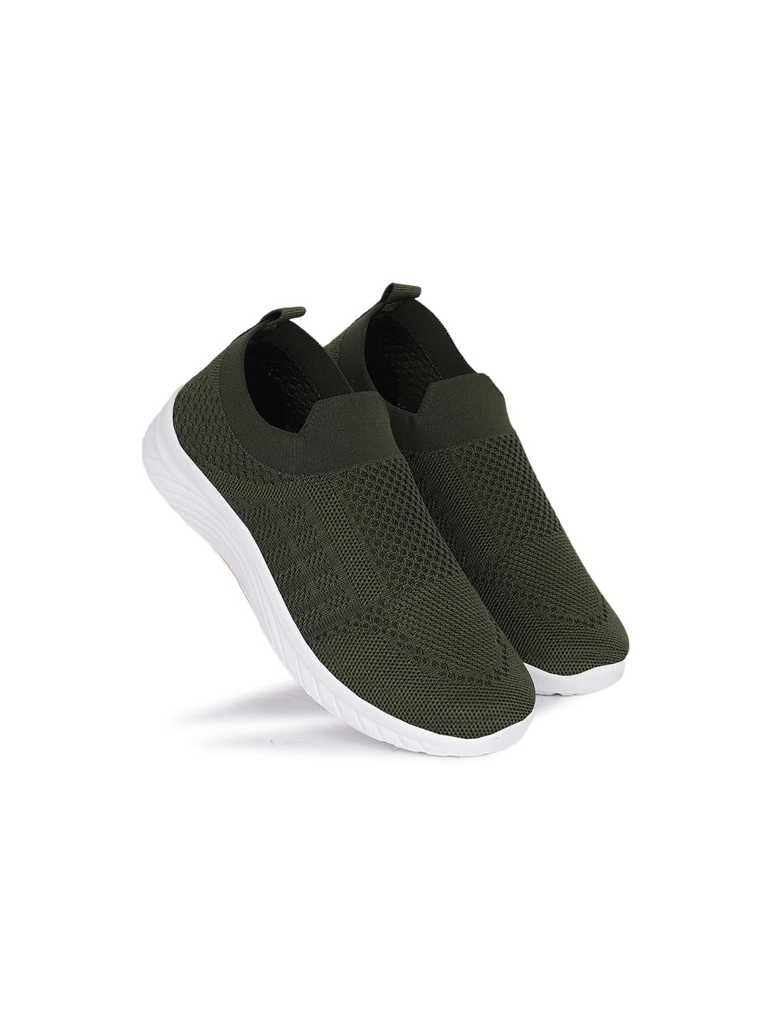 AADI Womens Olive & White Knitted Leather Outdoor Casual Shoes (B0CJHG2X26) Amazon Price History, Amazon Price Tracker