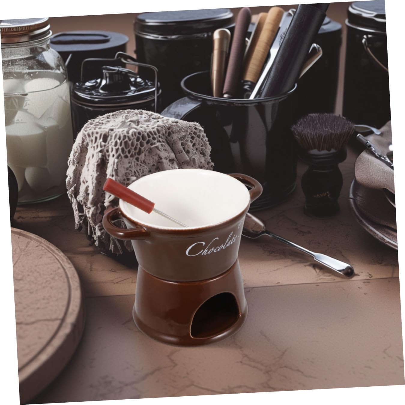 Mikinona Fondue Pot Calentador para Derretir Chocolate y Queso con Vela Té Olla para Fondue Multifuncional para Reuniones Familiares y Fiestas