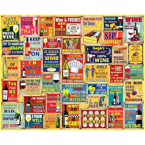 Rompecabezas White Mountain de 1000 piezas con collage de dichos divertidos, amo el vino, piezas grandes, regalo para adultos y familia, 24x30 pulgadas miniatura 3