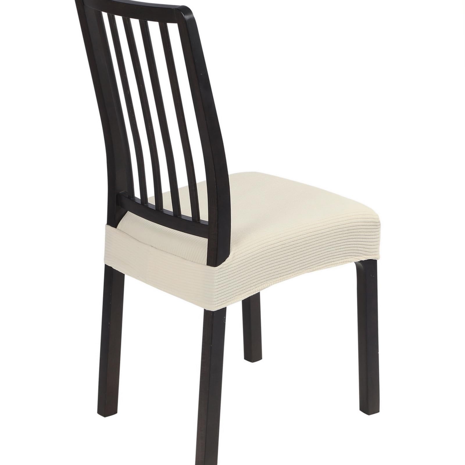SearchI Dining Chair Seat Covers Set of 4, Rear Covered, Stripe Cream