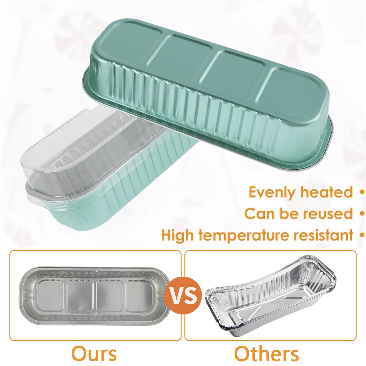 Txkrhwa 50Pcs Mini Loaf Pans with Lids and Spoons 6.8oz Rectangle Aluminum Foil Baking Pans Reusable Mini Bread Containers Muffin Tins Heat-Resistant Narrow Cake Pans for Mini Brownie Cake Bread