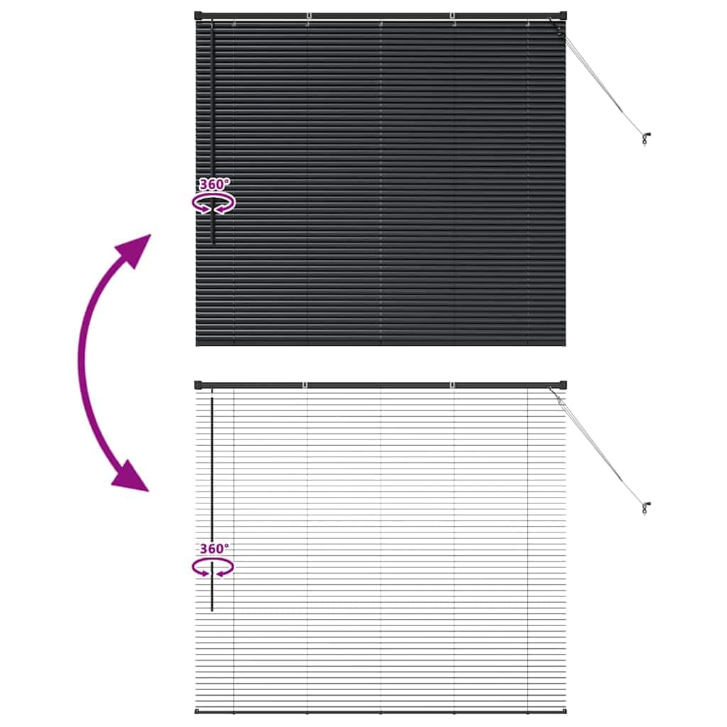 vidaXL Persianas venecianas Manual Negro 130 x 150 cm Aluminio, Persianas Modernas para Interiores, de Aluminio Ajustables, Elegantes tratamientos para Ventanas en casa y Oficina