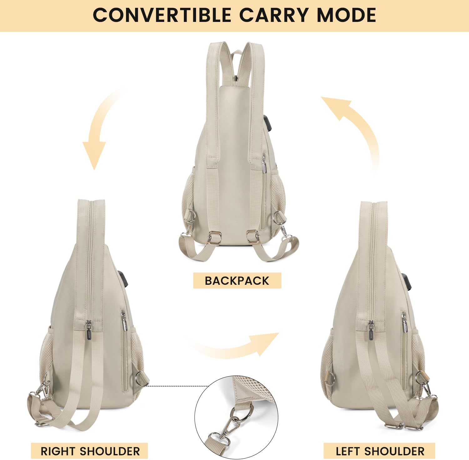 LOVEVOOK Sling Bag for Women Casual Daypack Nylon Crossbody Sling Backpack Travel Shoulder Bag Hiking Daypack | Casual Daypack, Nylon, Travel, Hiking, Daypack - Image 2