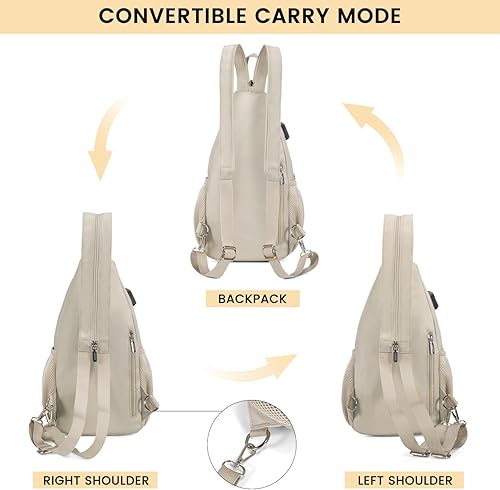 Vista 20 de LOVEVOOK Bolso bandolera para mujer, casual, de nailon, bandolera, mochila de viaje, bolsa de hombro, senderismo, mochila