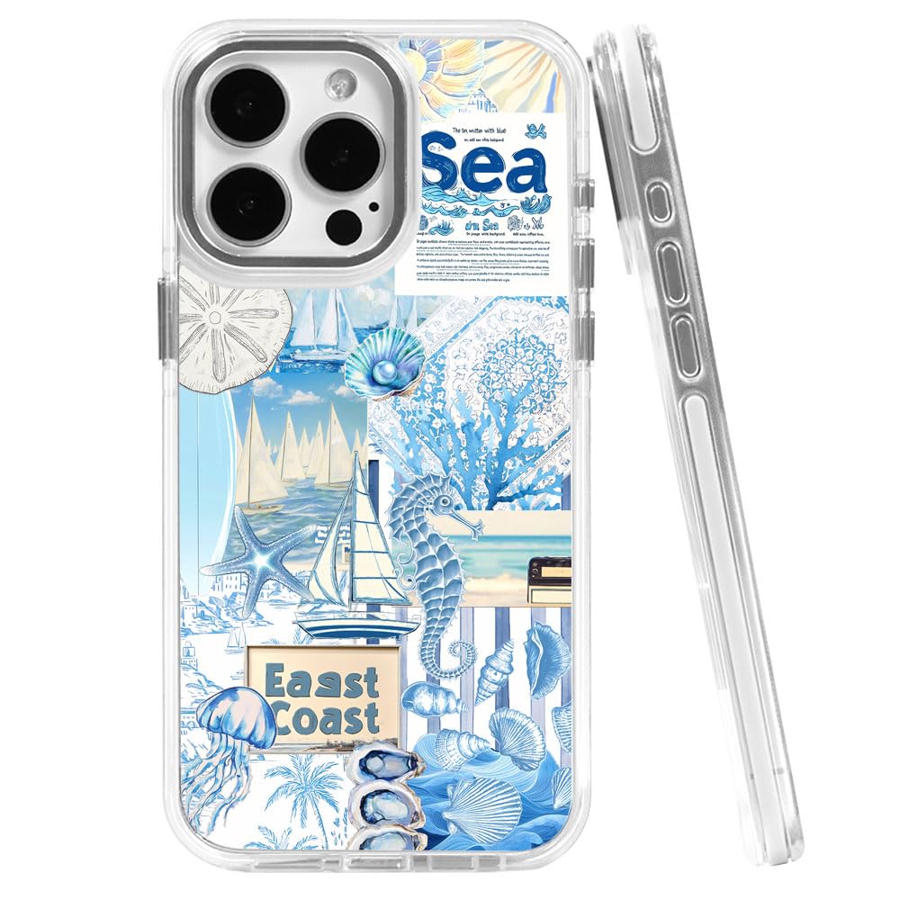 kiritfox Magnetic Case for iPhone 16 Pro Max,[Compatible with MagSafe & Shockproof Protection],Ocean Shell Turtle Collage