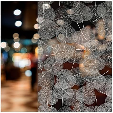 BDF 4WHLV Decorative Window Film White Leaves (24in X 7ft)