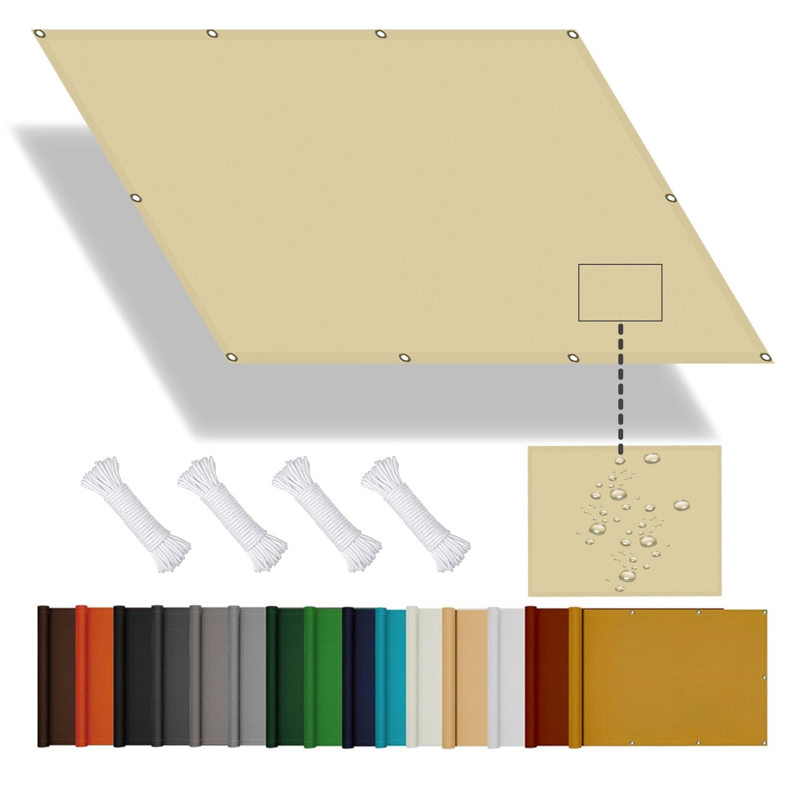 Toile d'ombrage rectangulaire crème pour des déjeuners sur la terrasse