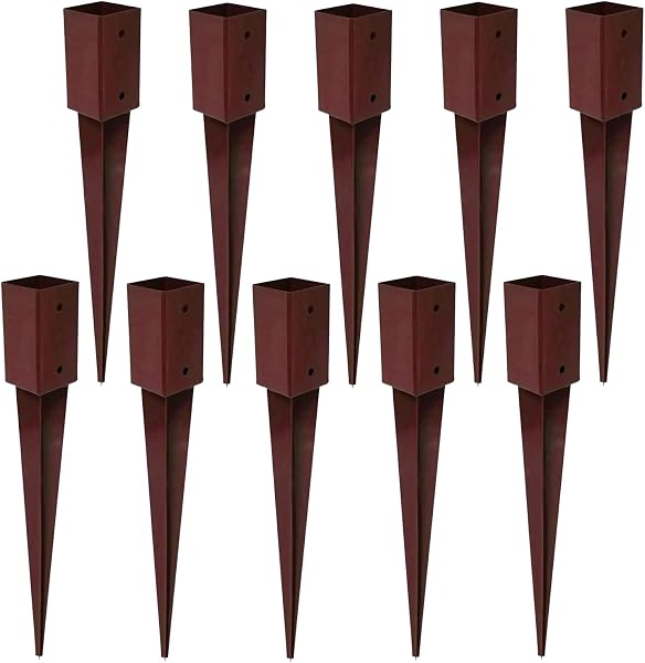 Garden Mile 10 Pack Heavy Duty Metal Fence Post spikes Rust resistant Metal Post Holders 75mm x 75mm Fence spikes Long Lasting Garden Fencing Support Brackets - 1