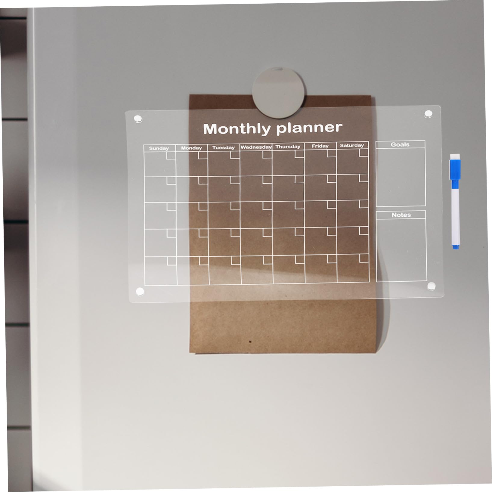 TEHAUX Magnetischer Acryl Kalender Kühlschrank Abwischbar Dry Erase Board Monatsplaner mit Whiteboard-markern Wiederverwendbar für Familienorganisation und Küchenplanung