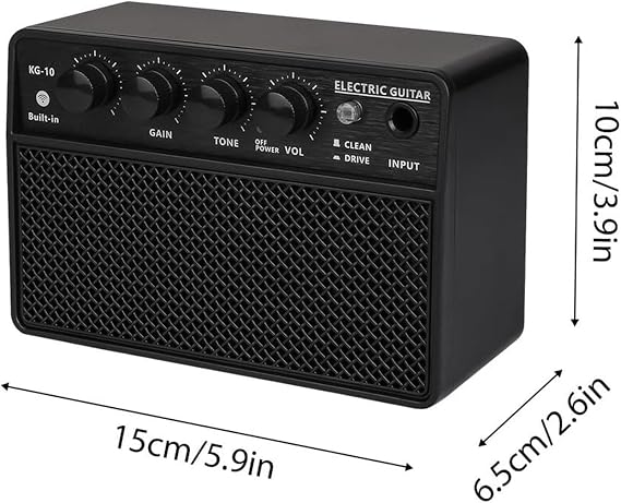 Mini Portable 10W Electric Guitar Amp Kit, Rechargeable Practice Amplifier for Daily Guitar Practice