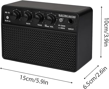Mini Portable 10W Electric Guitar Amp Kit, Rechargeable Practice Amplifier for Daily Guitar Practice