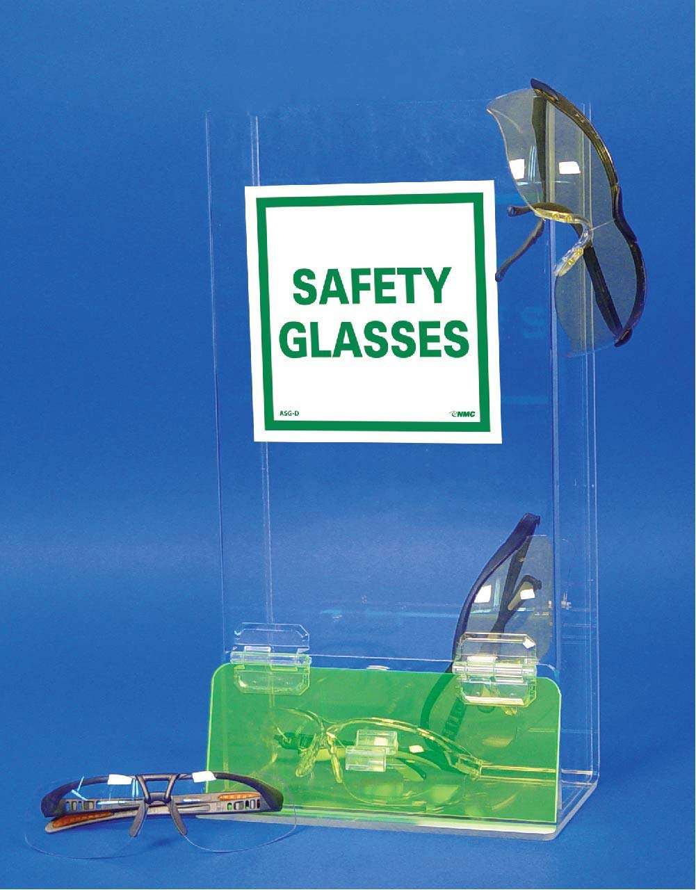 NMC ASG-D Visitor Spec Dispenser - 8 in. x 18 in. x 4 in. Bottom Door, Clear Acrylic Holder for Safety Glasses