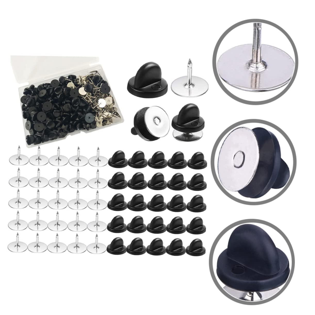 100sätze Sicherheitsnadeln Für Anstecknadeln Flache Pvc-broschen-rückseiten Für -schmuck Runde Stabile Und Praktische Pin Backs Für Anzüge Hüte Und Abzeichen
