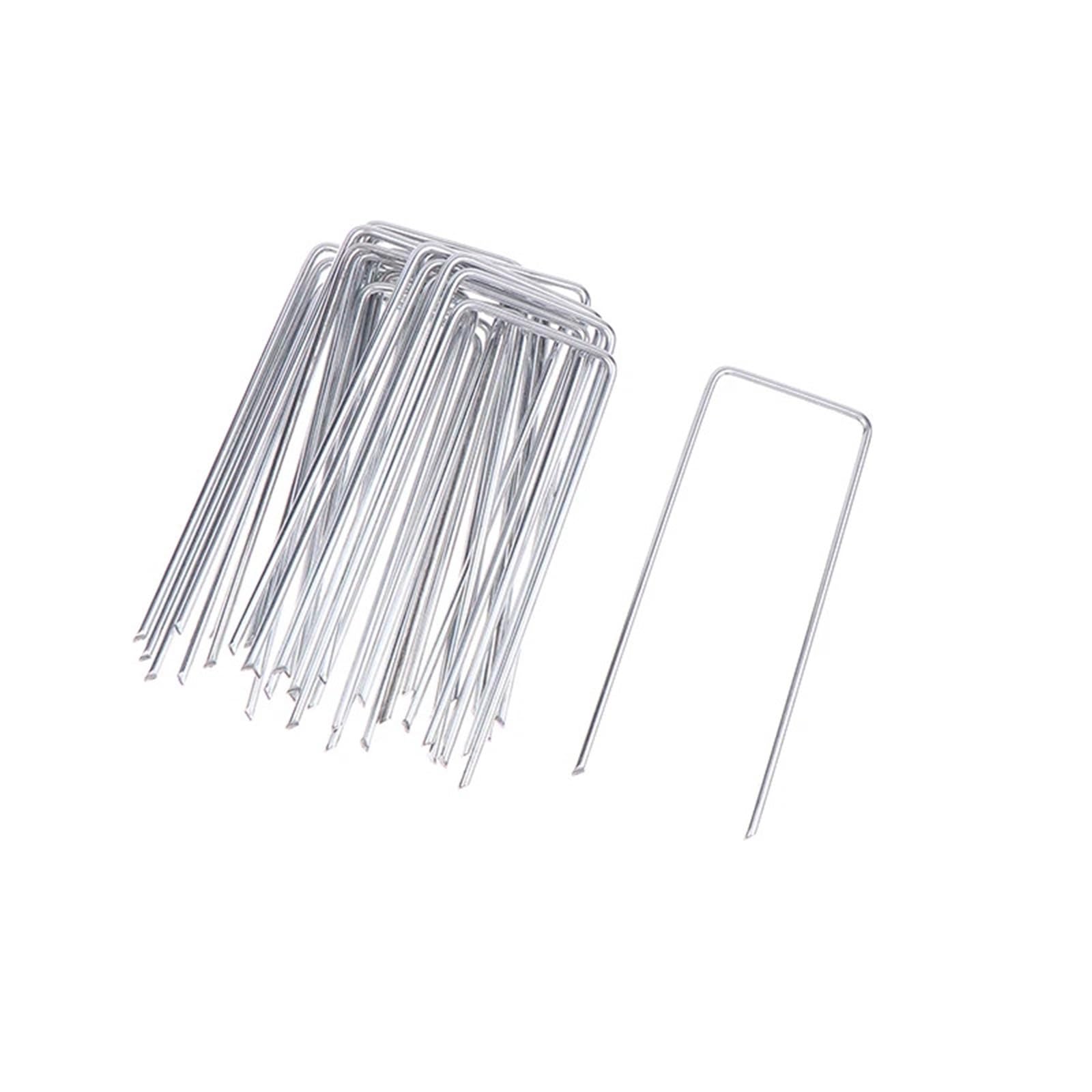 100 Pezzi 10/15 cm graffette da Giardino a Forma di U picchetti Resistenti for Tende Prato Fissaggio for Erbacce per Giardini(15CM)