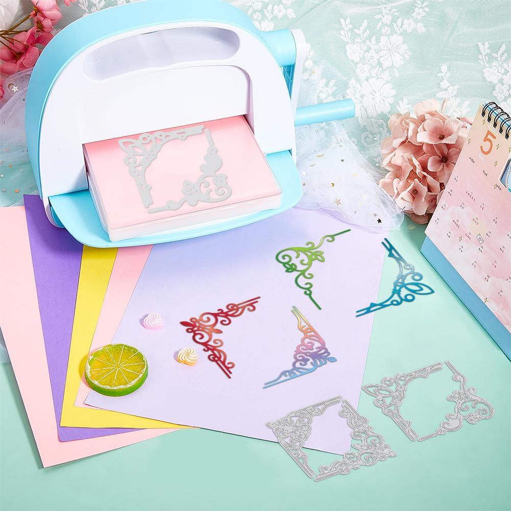 GLOBLELAND Frame Corner Cutting Dies for Card Making Flower Lace Corner Cut Die for DIY Scrapbooking Journal Embossing Paper Craft Decor
