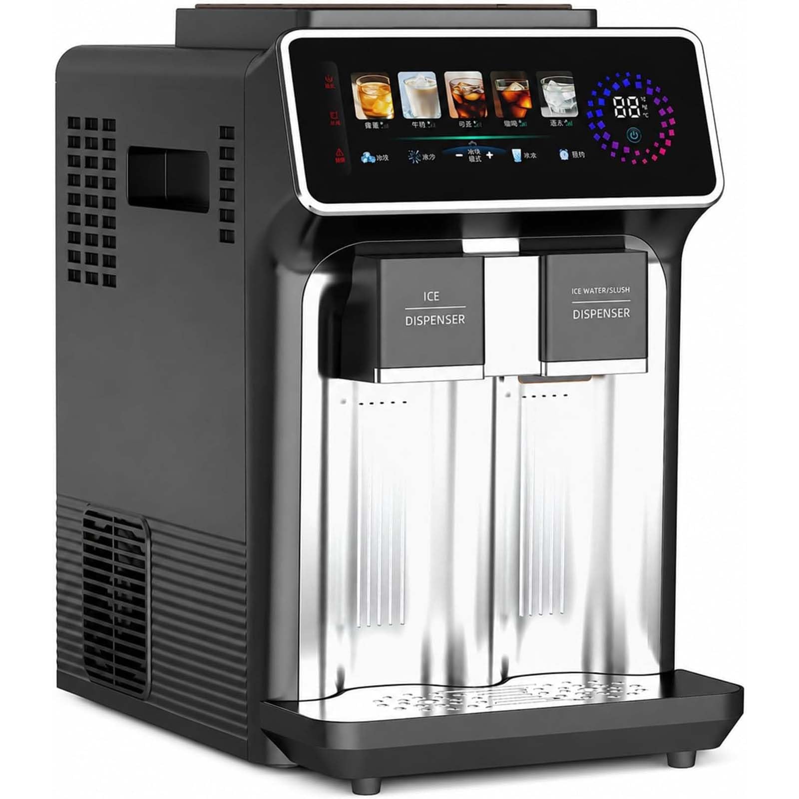 Máquina de hielo de sobremesa, 3 en 1, producción diaria de 15 kg, hielo rápido en 6-10 minutos, modo granizado, temporizador inteligente y dispensación automática para el hogar, la cocina y la o
