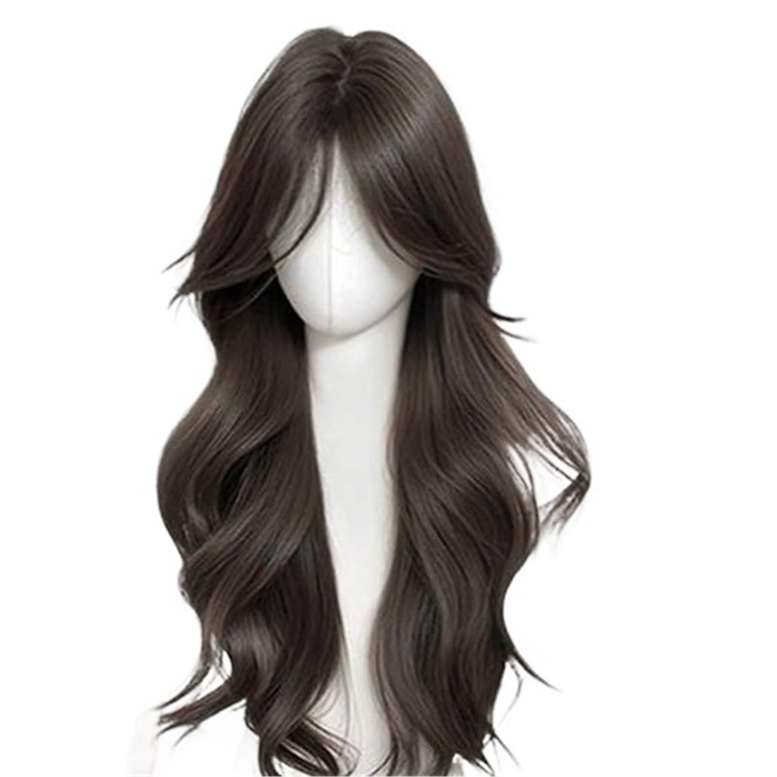XUJUAN-0227 Women Wig Women's Big Wave Long Roll Wig Full Head Cover Natural Fluffy Hair(Black)