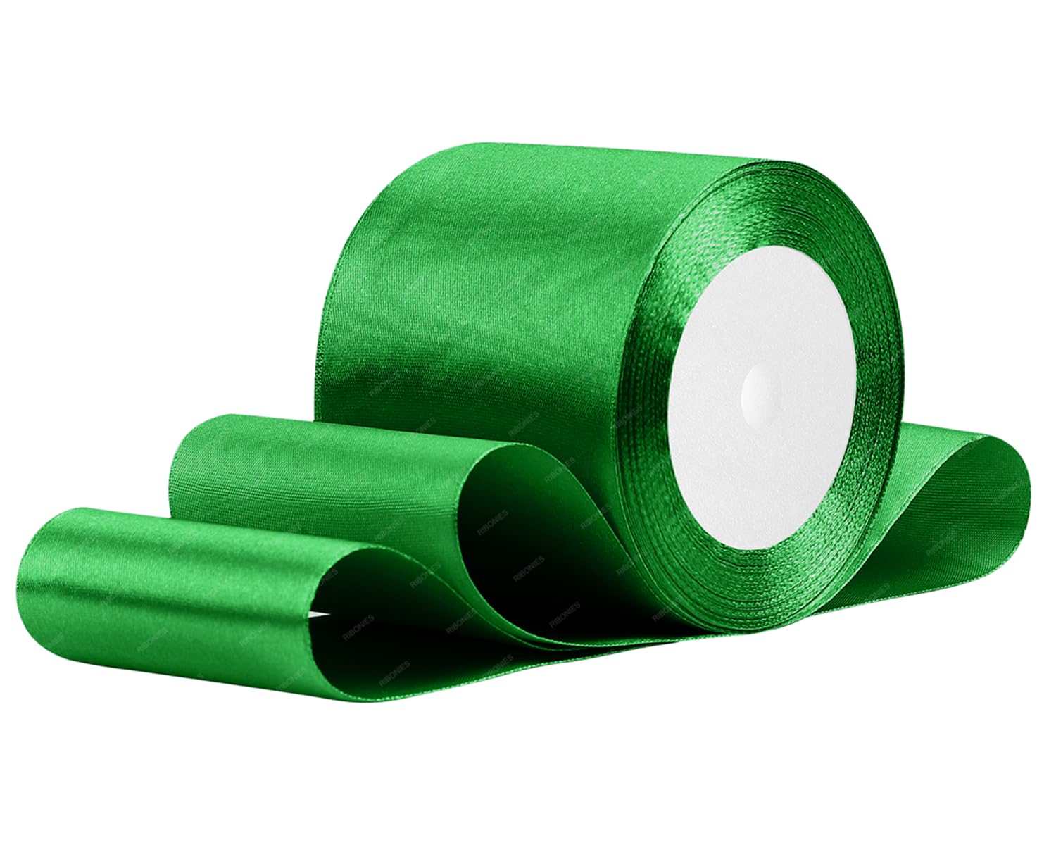 Green Satin Ribbon, 3 Inches x 25 Yards Fabric Ribbons for Gift Wrapping, Flower Bouquet, Crafts and Wedding Party Decoration