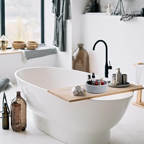 Miniatura 4 de Canastas pequeñas de almacenamiento de estantes para organizar, paquete de 6 cubos redondos de cuerda de algodón, cestas tejidas decorativas y