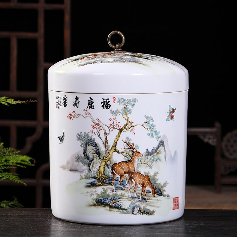 SXYHCK Ceramic Food Storage Jar, Rice Storage Containe, Sealed Home Grain Storage Ceramic Container, Grain Rice Dispenser For Flour Sugar Cereal(Style M)