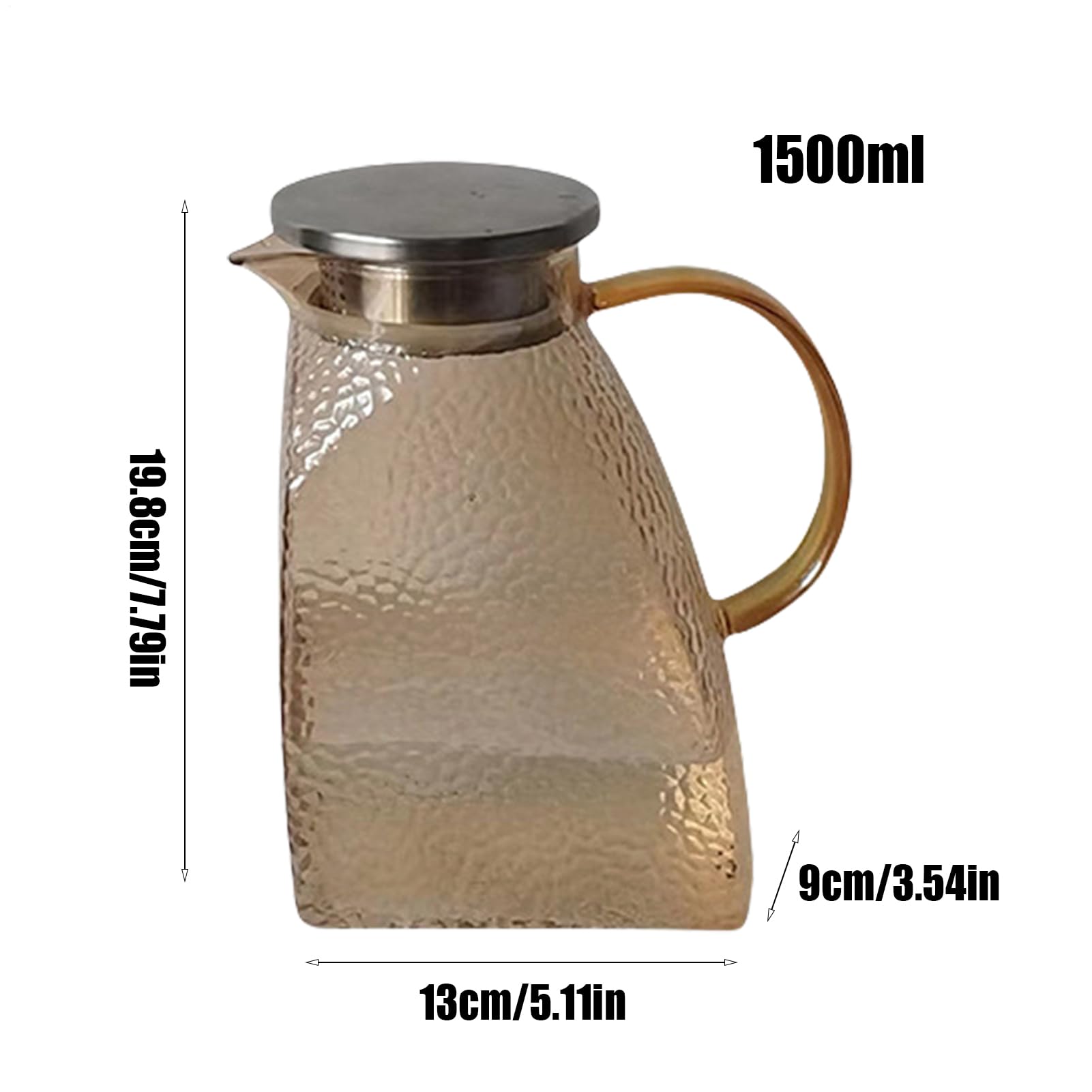 Szklany Czajnik do Herbaty 1,5 l Szklany Czajnik z Wzorem Młotkowanym do