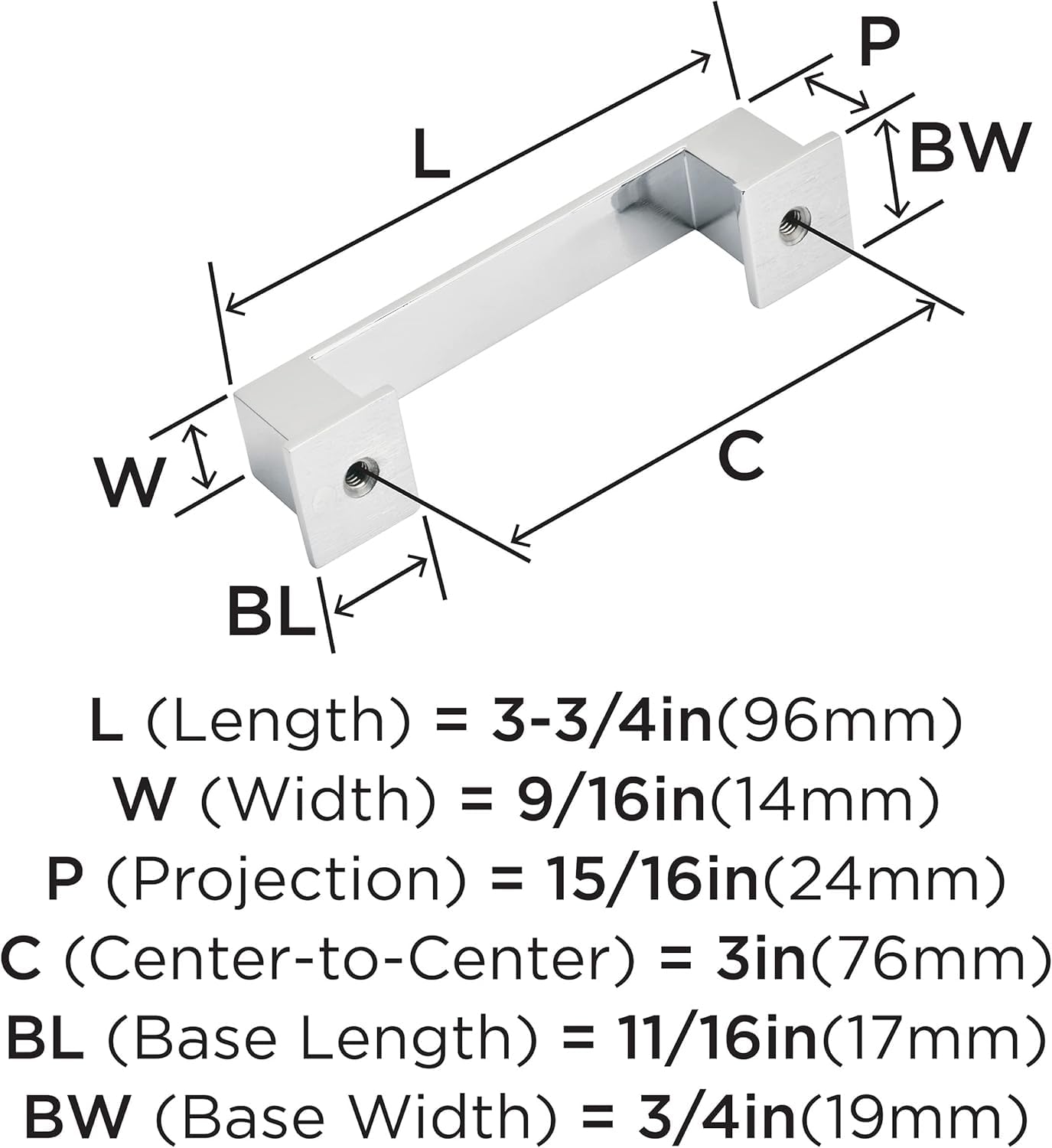 Amerock, Polished Chrome, 3 inch (76mm) Center-to-Center - Image 4