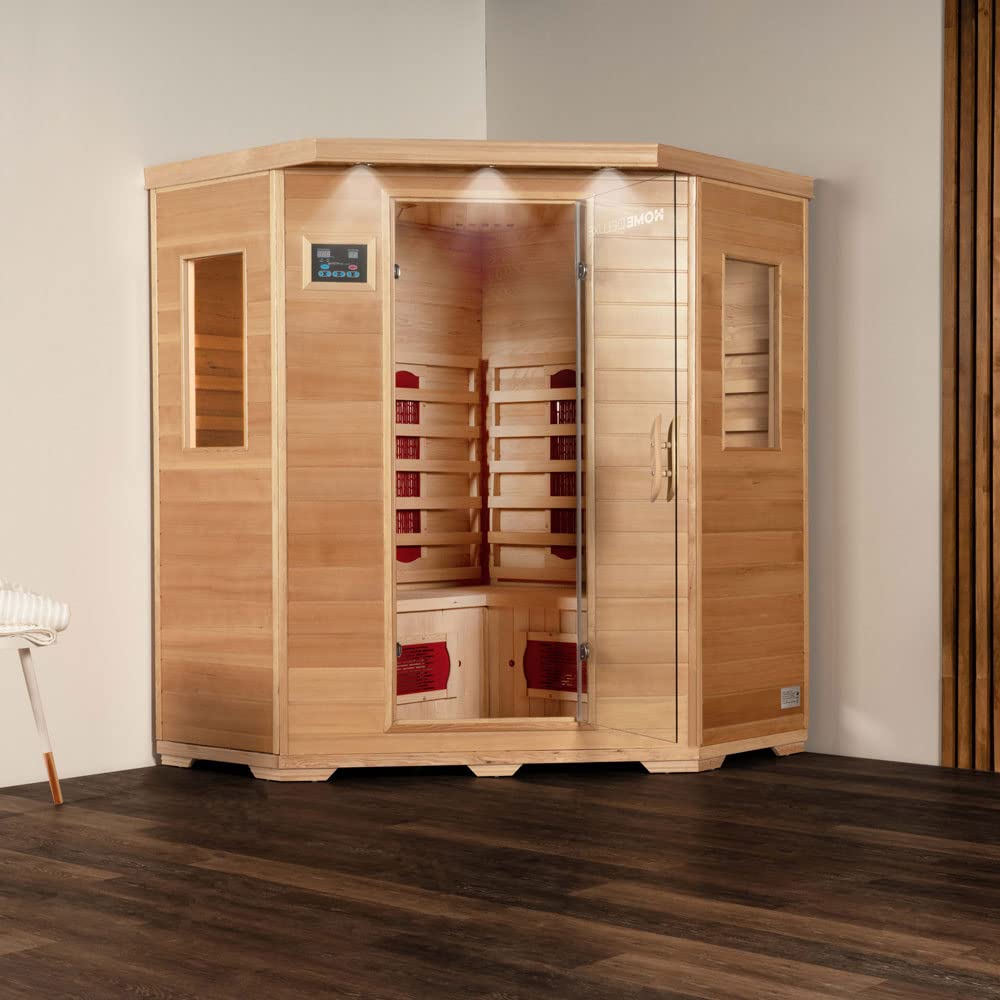 Home Deluxe - Cabina de infrarrojos REDSUN XXL -150 x 150 x 190 cm - para 2-4 personas, 8 radiadores cerámicos, madera: hemlock I Sauna de infrarrojos, sauna, cabina de calor, infrarrojos