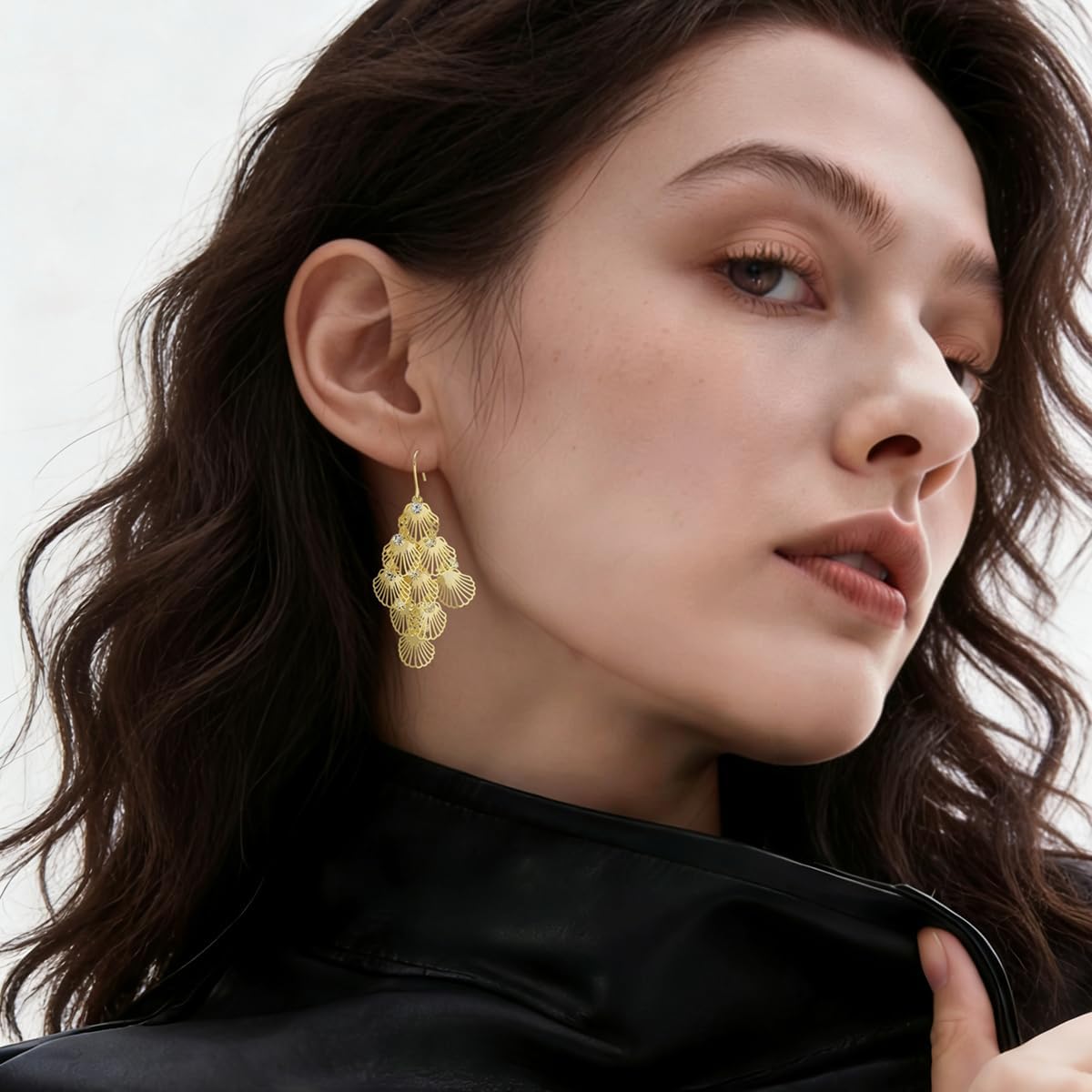 Round Disc Cluster Dangle Drop Earrings for Women Gold Silver Plated Bohemian Exaggerated Polished Circle Geometric Chandelier Tassel Lightweight Earrings for Wedding Bride Prom Party Jewelry Gifts - Image 6