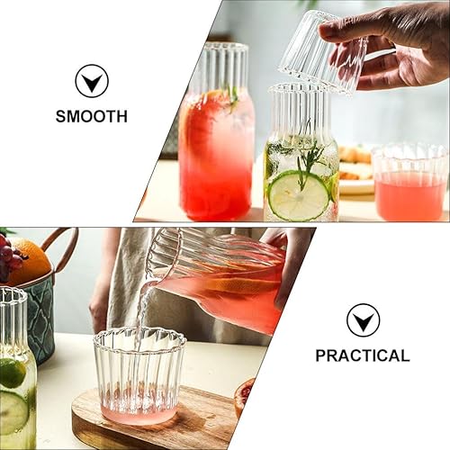 Miniatura 5 de Juego de jarras de agua transparentes con vaso, bandeja de madera de vidrio, jarra de agua, jarra de vidrio, jarra de agua nocturna, jarra de agua