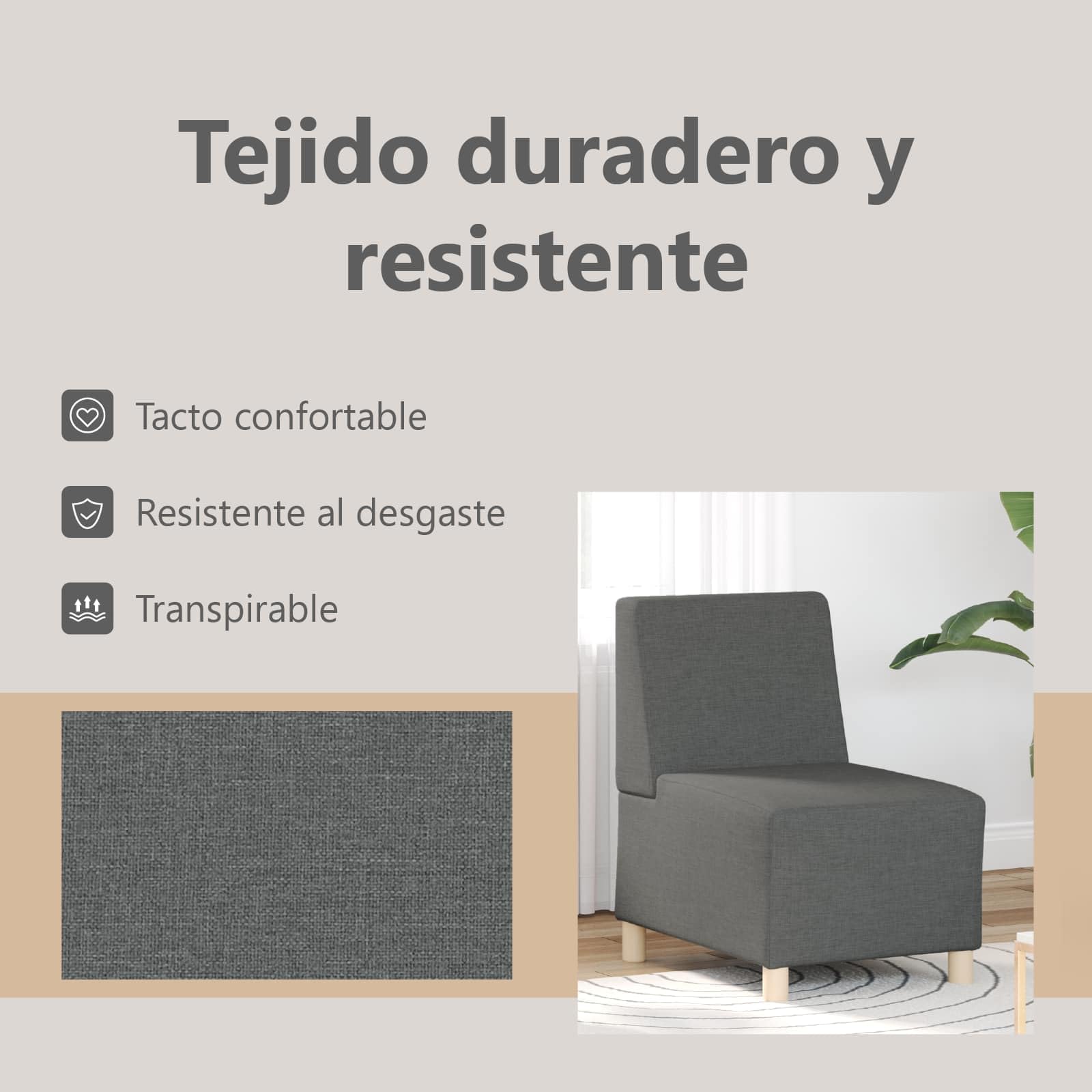 vidaXL Unidad de Sofá Modular sin Brazos 2 uds. Gris Oscuro Tela