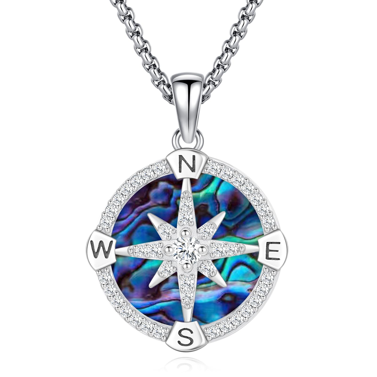 Eusense Bussola Collana in Argento Sterling 925 Bussola Pendente Catena Regalo di Laurea Gioielli per Uomo Donna