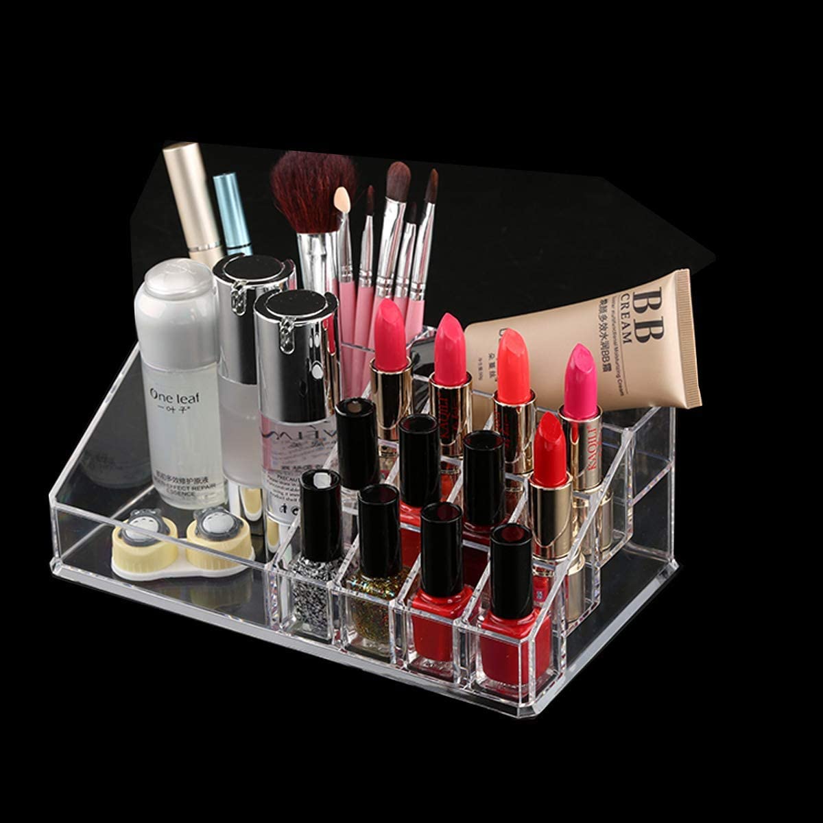 24 Emplacements Organisateur à Gloss WolinTek - 24 Compartiments Acrylique Transparent - Rangement Maquillage Lèvres Support Gloss Acrylique