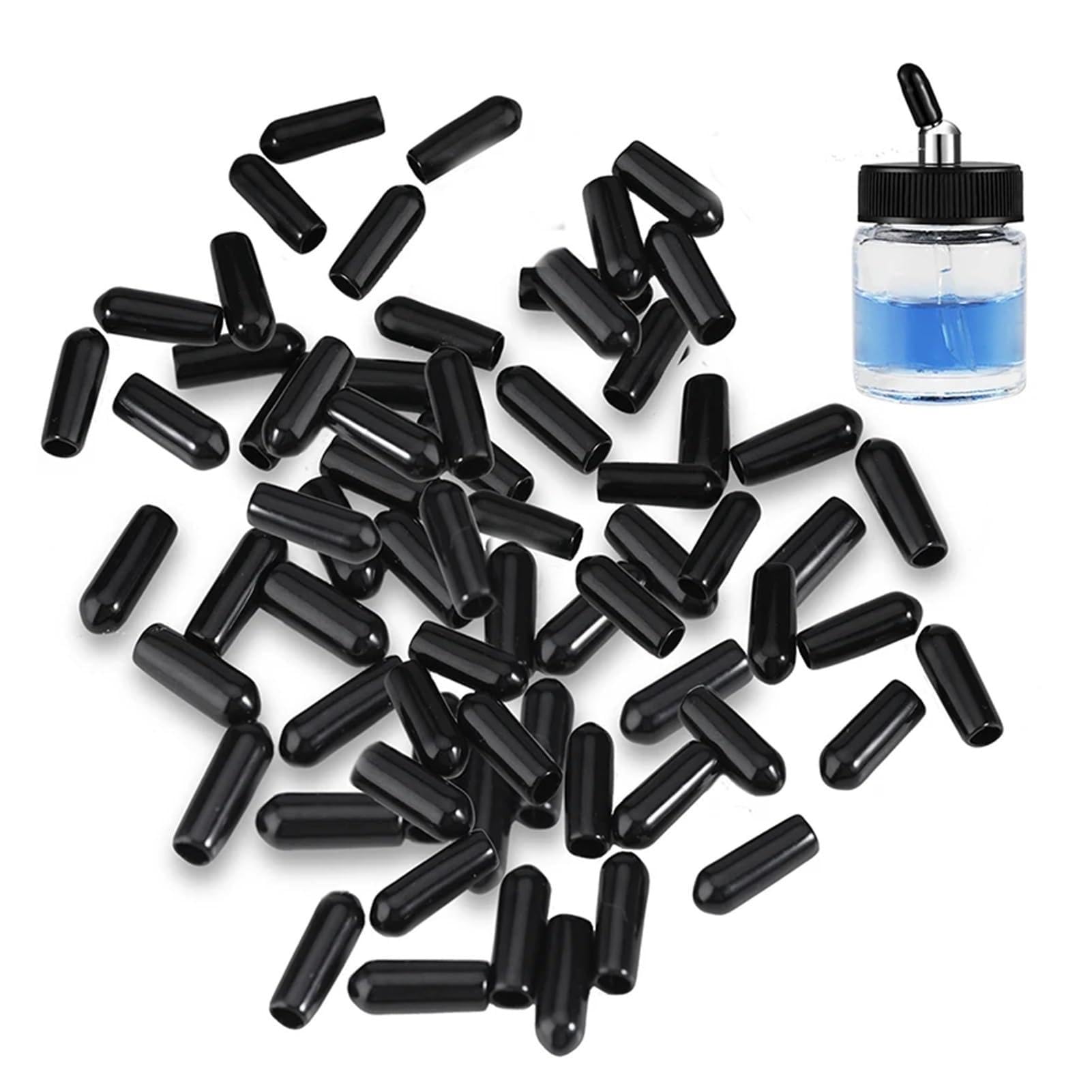 TAZYYZUU 30 50 100 PCS Airbrush Bottle Caps Jar Pour Covers Siphon Adapter Spout Pot Protection for(Sd-ab-001-50)