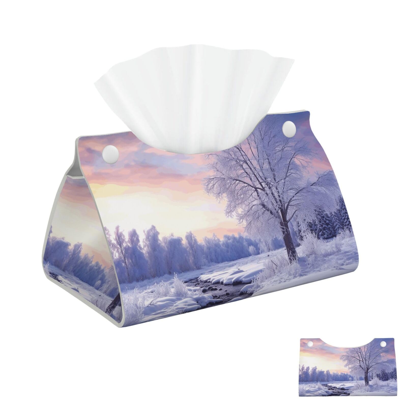 Winter Landscape Tissue Box Cover Square Cube Boxes