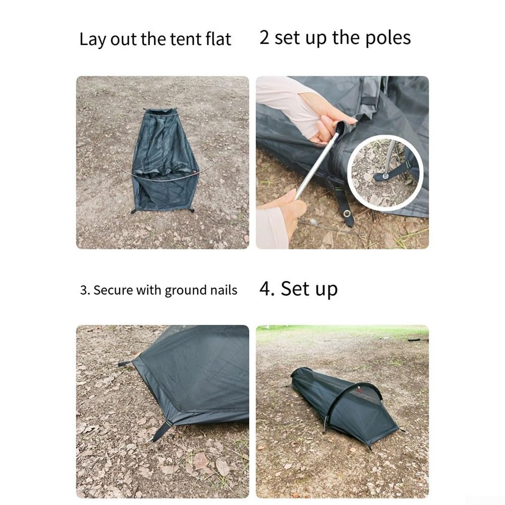 BIVY Zelt 1 Person Ultraleicht Wasserdicht Atmungsaktiv Anti-Moskito für Rucksackreisen und Ganzjahrescamping