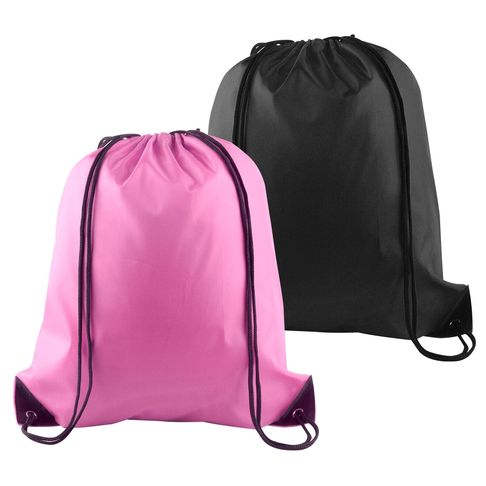 PLULON 2Pcs Drawstring Bags Bulk, Drawstring Backpack Pink Black String Backpack Cinch Sack Sport Gym Backpack Bags for Yoga Traveling Outdoor Sports — image 1
