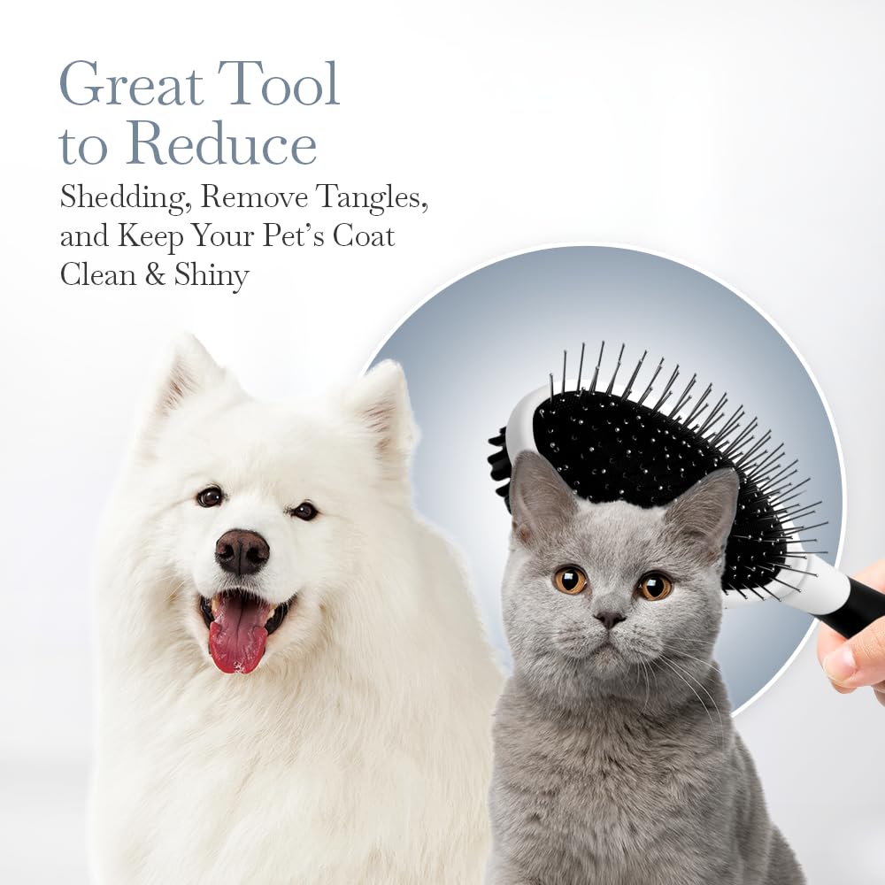 Snapklik.com : 2-in-1 Double-Sided Pet Brush - Electroplated Round ...