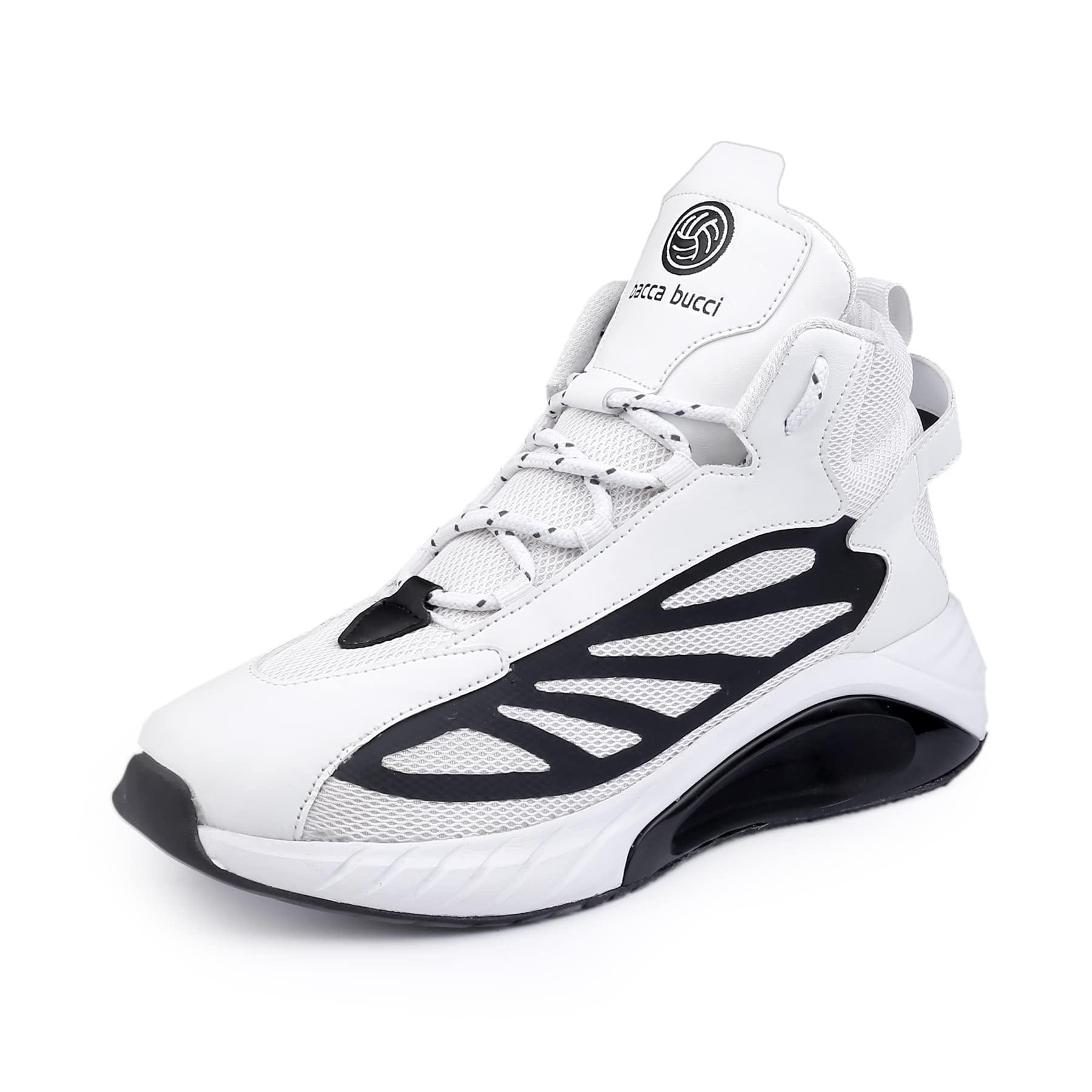 Bacca Bucci® Illusion Hi-Top Street Fashion Sneakers for Men with Rubber Outsole | Memory Cushion for All Day Wear | White, Size UK8 (B0BM6WQKBG) Amazon Price History, Amazon Price Tracker
