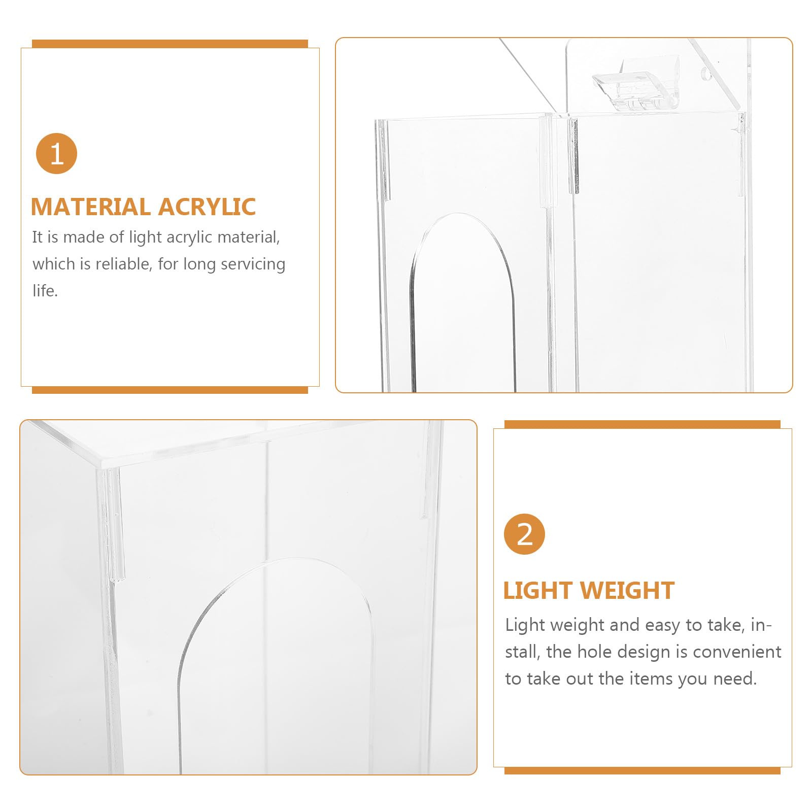 Dispensador Guantes de Acrílico para Montaje Pared Soporte Transparente para Almacenamiento Guantes Reducidos para Hospitales y Oficinas