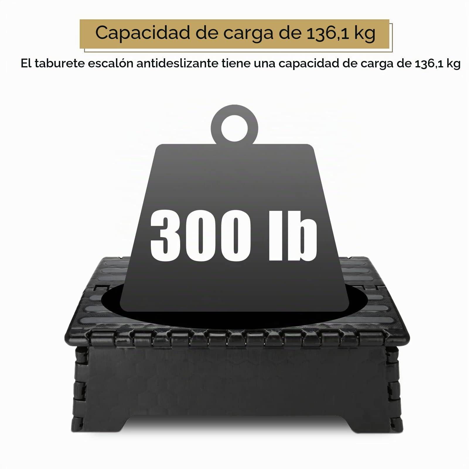 Dioche Escalera reposapiés taburete plegable, step heces portátil para superior coche/baño negro, 38 x 21,5 x 13 cm