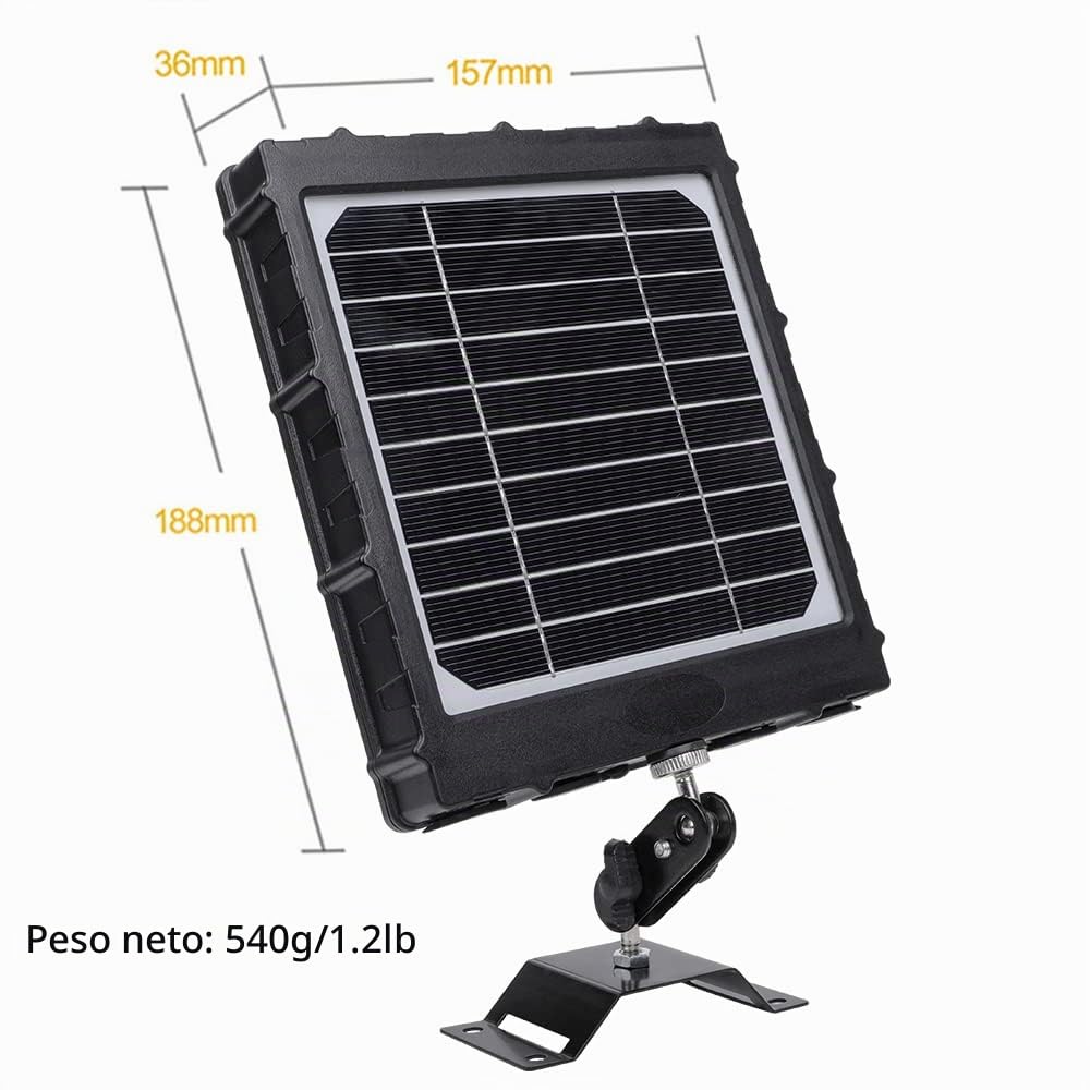 Panel Solar Recargable, 14W 8000mAh 12V/1.2A 9V/1.6A 6V/2.4A IP54 Cargador a Prueba de Agua con Cables para Todas Las cámaras 3G 4G Trail Hunting Game y luz LED de 12V WG-8000