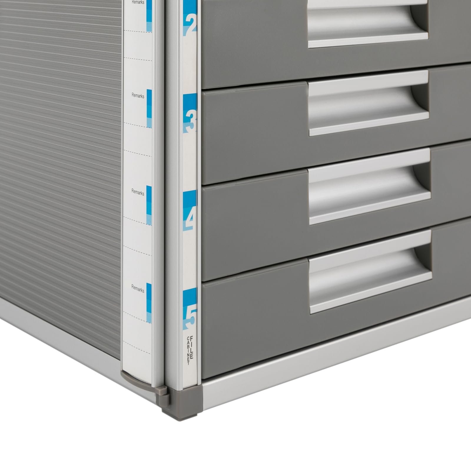 5 Fächer Metall Schubladenbox Abschließbar, Aluminiumlegierung, mit Beschriftungsfeldern, Dokumenten Aufbewahrung Ablagebox