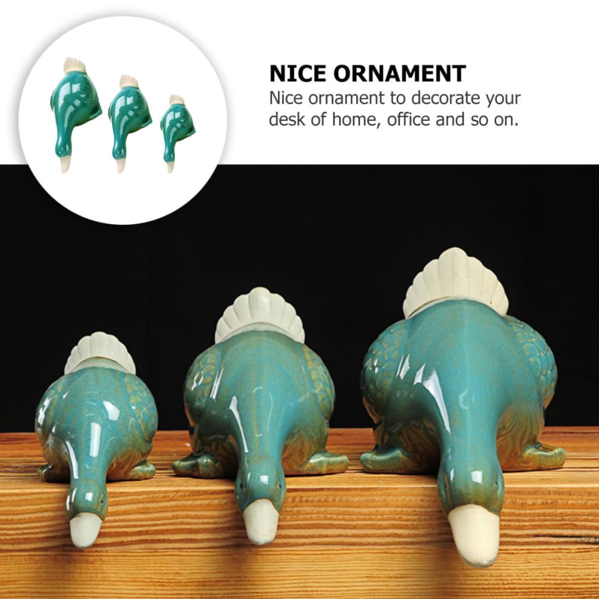 Set di 3 Statuine in Ceramica di Anatre che Bevono Acqua Decorazione Blu la Casa e Ufficio Ornamenti Decorativi Regalo per Inaugurazione Casa