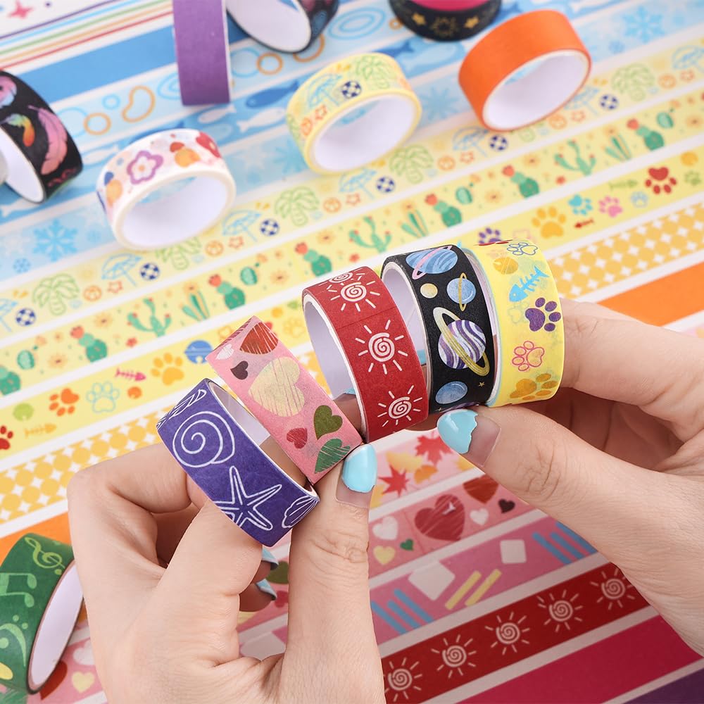 Colorful Washi Tape Set - 30 Rolls for Scrapbooking -7