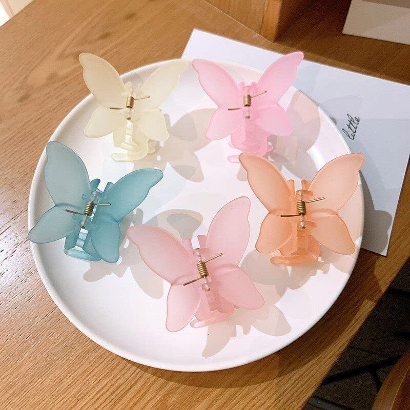 BAKEFY 6 Frosted Transparent Claws Elegant Butterfly Hairpins Women Hair Accessories Hair Claws Woman Girls Hairstyle Clips Barrettes Headwear,Multi 2