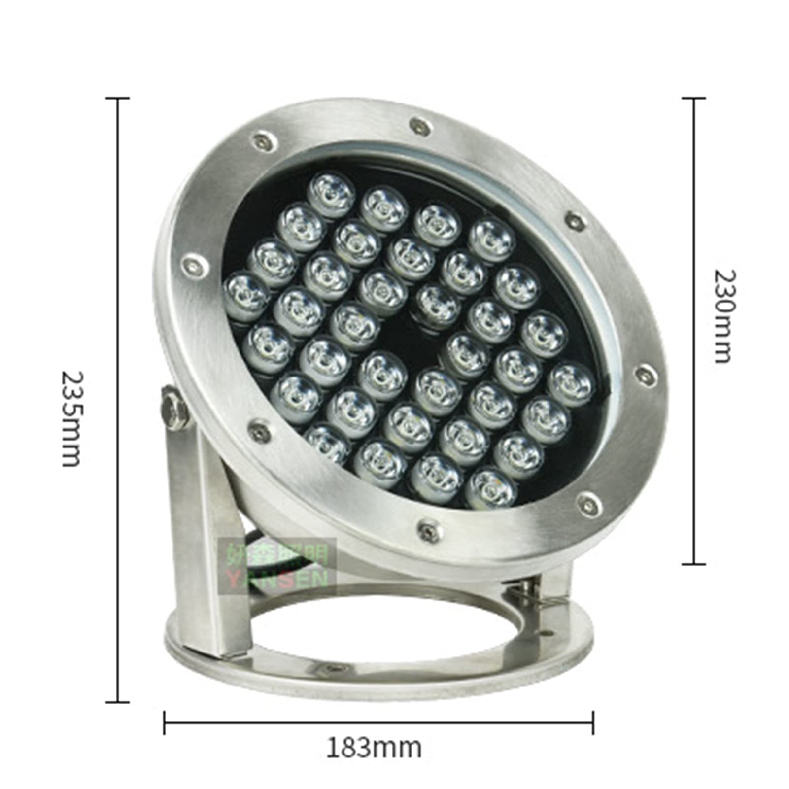 Strahler Unterwasser IP68 Wasserdicht Niederspannung Led Unterwasserlicht Material: Rostfreier Stahl Einstellbarer Winkel Schwimmbad Scheinwerfer für Unterwasser, Springbrunnen, Teich(Warmweiß,36W(12V