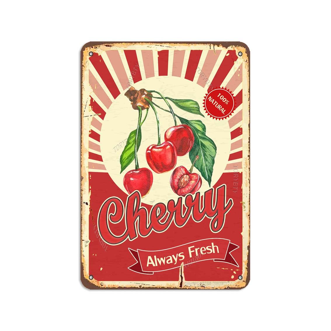 Fresh Fruit Cherry Retro Look Iron 8 X 12 Inch Decoration Crafts Sign for Home Kitchen Bedroom Farm Garden Farmhouse Shop Store Restaurant Funny Wall
