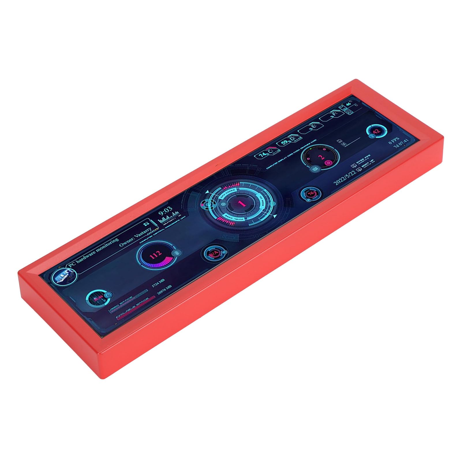 SIXRUN Display della Temperatura del PC da 8,8 Pollici, LCD IPS HD Professionale, Schermo Secondario per i Dati della CPU, Ideale per Programmatori e Giocatori (rosso)
