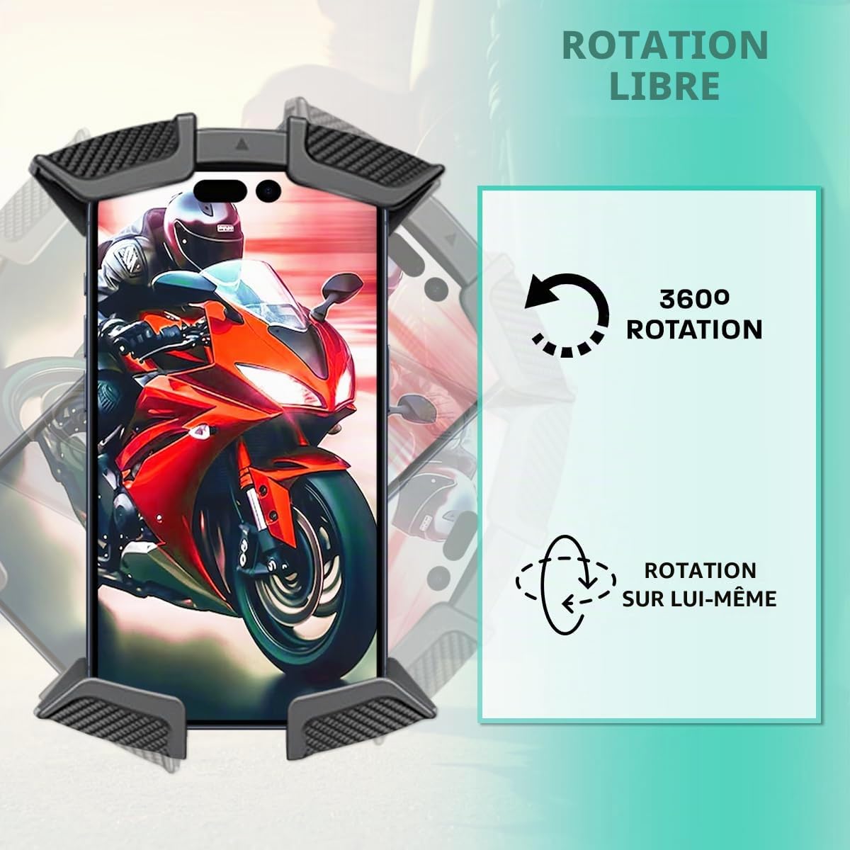 Support Moto/Scooter Smartphone Fixation rétroviseur Maintien Stable Avizar Noir - Support pour téléphone mobile - Achat & prix