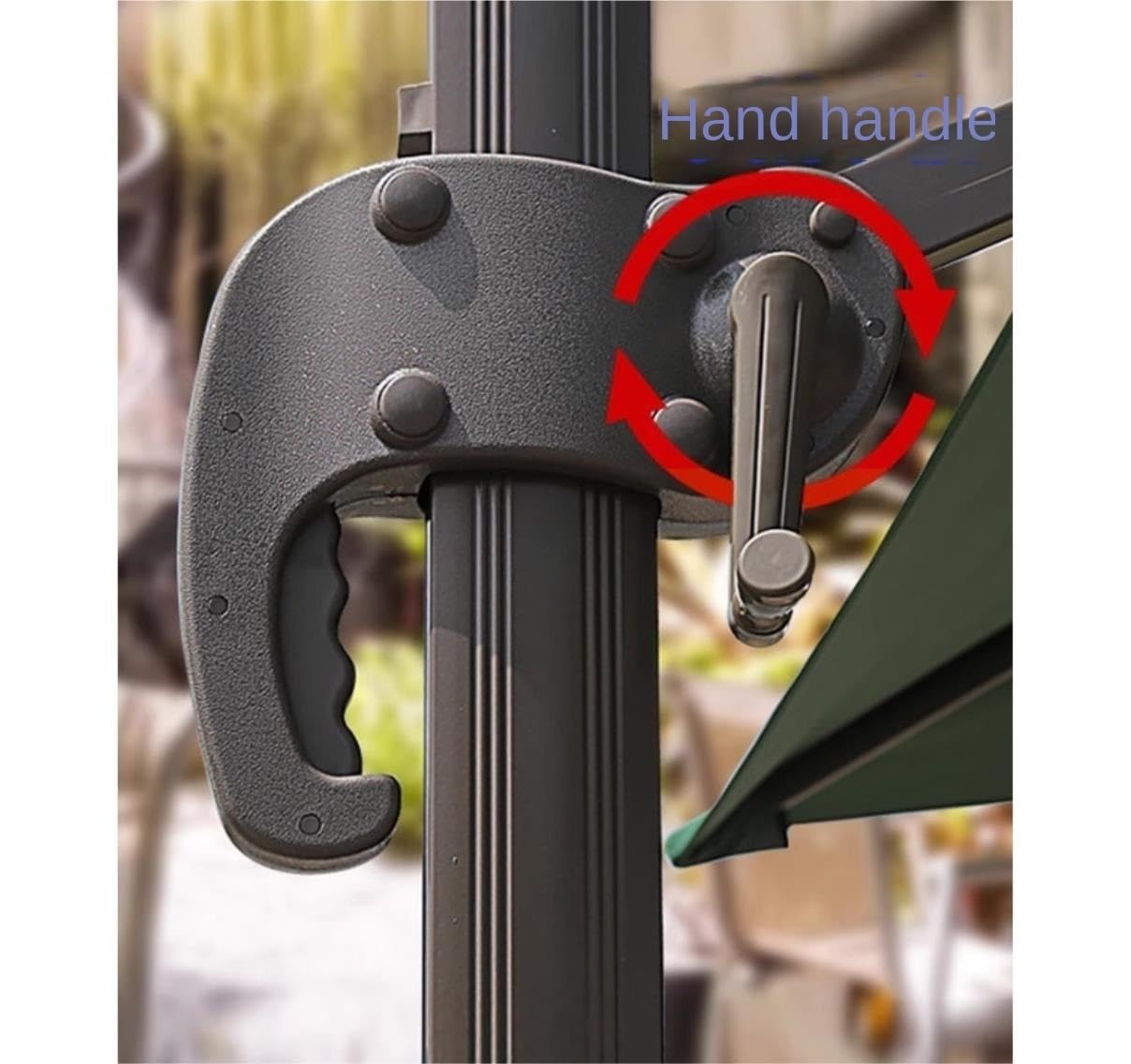 LYGSWDB Parasol ogrodowy Parasol stołowy na zewnątrz Parasol 8,8 stopy Zewnętrzny aluminiowy parasol ogrodowy Parasol z okrągłą żywiczną podstawą pod parasolkę Korbowy podnośnik rynkowy Parasol
